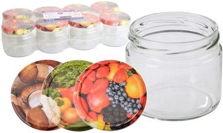 330 ml TWIST 82 befőttes üveg tetőkkel, vegyes dekorok (8 db)