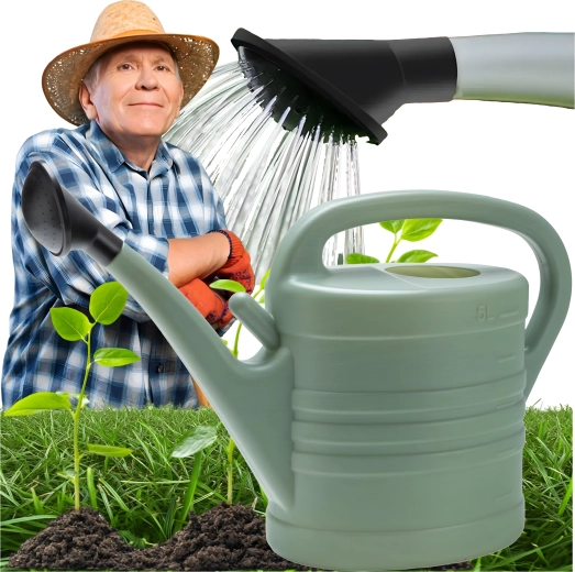 Ovális műanyag kerti locsolókanna 5 l, szórófejjel