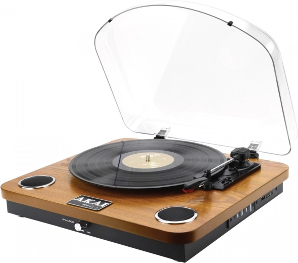 AKAI retro fa kivitelű gramofon Bluetooth-szal, USB-vel és SD-vel