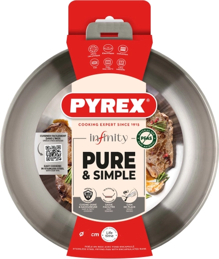 Pyrex Infinity serpenyő 24 cm, levehető nyéllel