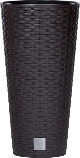 Műanyag virágcserép rattan hatással Rato Tubus umbra 57 cm – Prosperplast