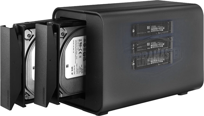 TerraMaster D5 Hybrid 5 fiókos külső DAS ház SATA és M.2 NVMe meghajtókhoz