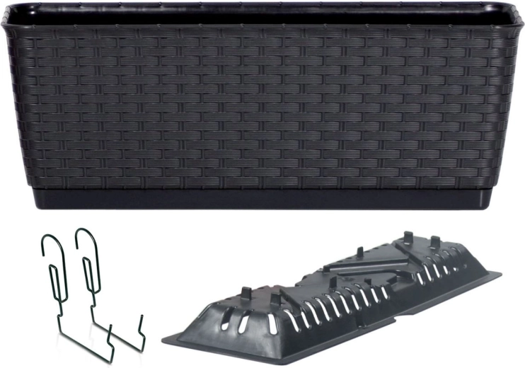 Ratolla 40 cm-es, antracitszínű, akasztós, önöntözős erkélyláda