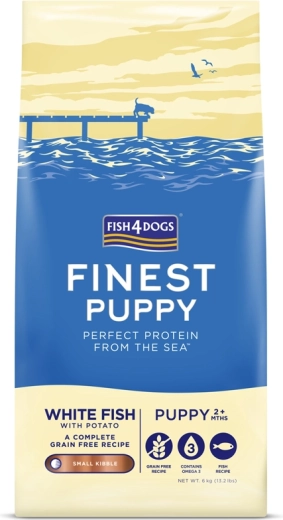 Fish4Dogs Finest apró szemű kölyökkutya táp fehér hallal és burgonyával 6 kg