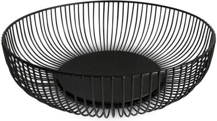 Kitchisimo drót gyümölcskosár, fekete, 28 cm