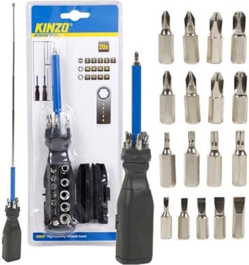 KINZO csavarhúzó bitkészlettel, 20 darabos szett