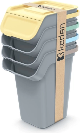 4×25 l-es, szagmentesítő szűrős, egymásra rakható szelektív hulladékgyűjtő kosár szett