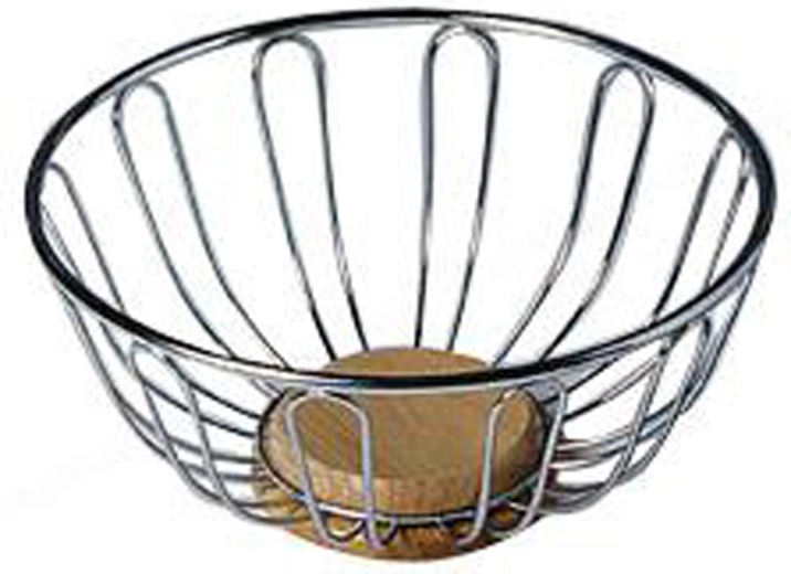 Drótkosár gyümölcshöz fa aljjal 23,7 × 11,5 cm