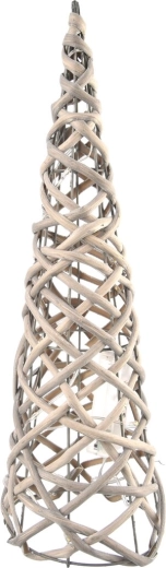 Dekoratív rattan kúp LED világítással 40 cm, szürke