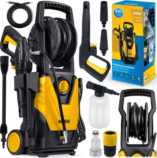 Humberg HM-300, 1800 W nagy nyomású mosó feltekerhető tömlővel, 230 bar