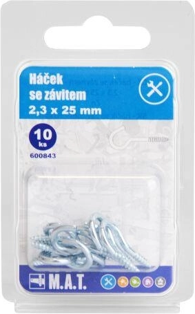 Menetes horog 25 × 2,3 mm, horganyzott (10 db)