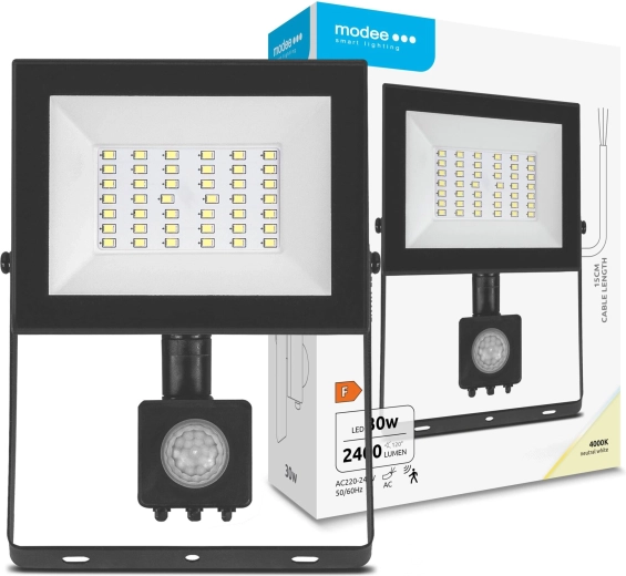 Modee LED reflektor E‑series érzékelővel 30 W, 2400 lm, 120°, semleges fehér 4000 K