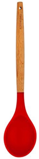 Kitchisimo tálalókanál, piros, szilikon és fa