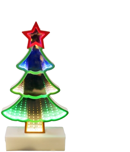 Karácsonyi 3D LED-es fa dekoráció végtelen tükörhatással