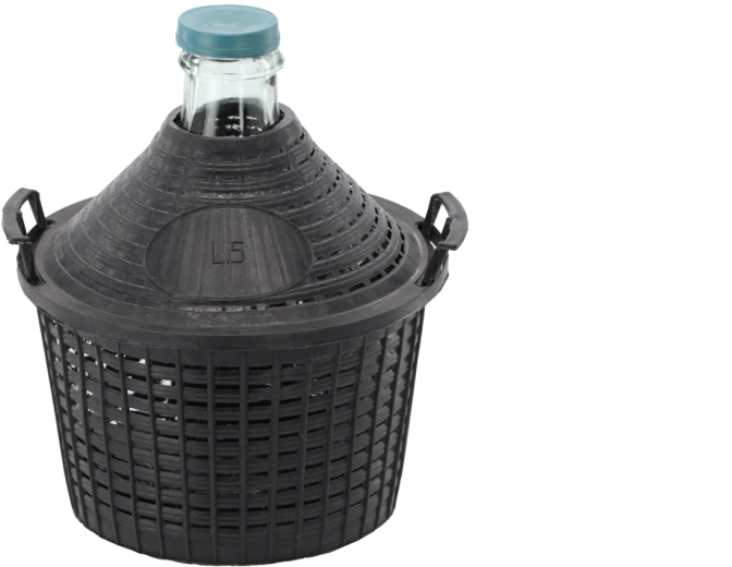 Üvegballon kosárban 5 l