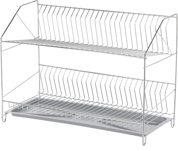 Kétszintes ANDER edényszárító, krómozott, ezüstszínű