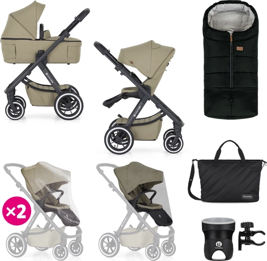 Petite&Mars kombinált babakocsi Icon 2in1 Mossy Green XXL Air
