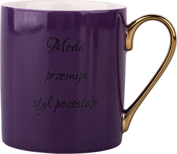 Lila bögre felirattal, aranyszínű füllel 300 ml