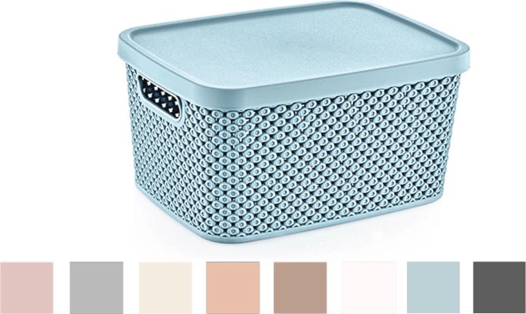 Diamond műanyag kosár fedéllel, 3,5 l – kék tárolódoboz fürdőszobába és háztartásba