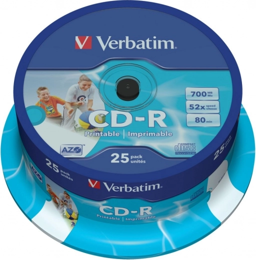 CD-R Verbatim 52x 700MB 25 db Nyomtatható