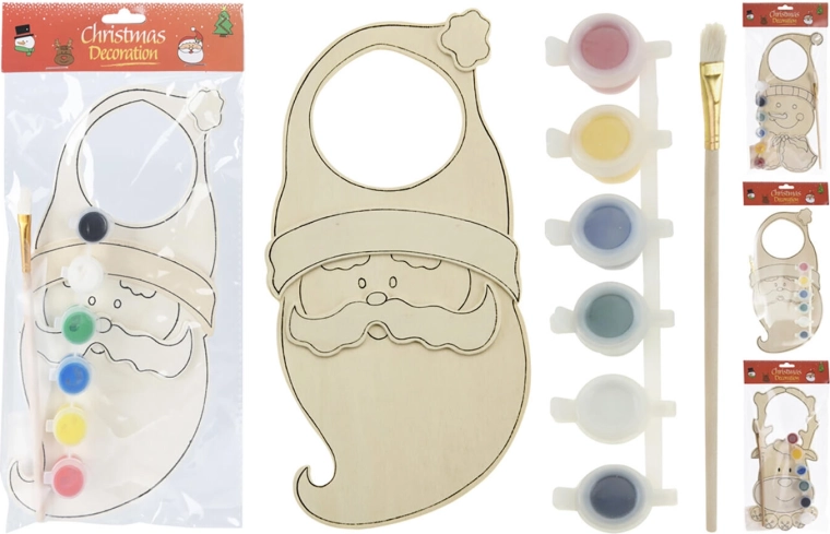 Karácsonyi faajtó-függődísz kifestéshez, vegyes motívumok