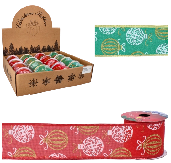 Karácsonyi díszítő szatén szalag 6,3 cm × 2,7 m díszmotívummal