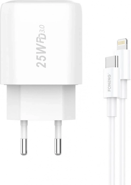 FONENG 25 W gyorstöltő USB‑C‑vel + USB‑C – Lightning kábel