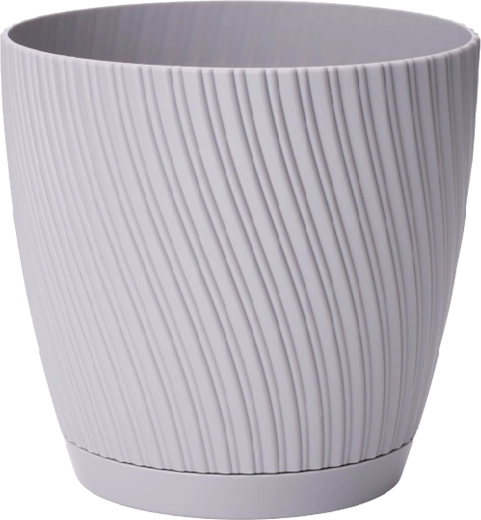 MIKA ECO Recycled virágtartó alátéttel, 23 cm, platina