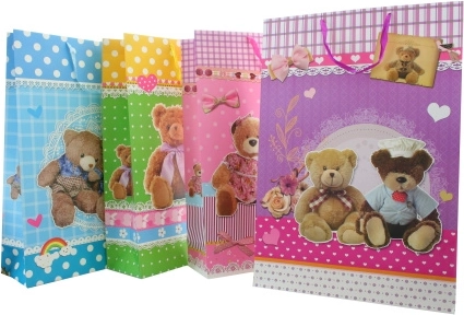 Színes ajándéktáska – extra nagy, mackókkal