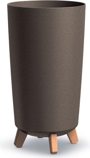 Gracia Tubus Slim Eco Wood lábakon álló virágcserép 24 cm – kávé