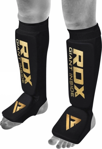 RDX sípcsont- és lábfejvédő Hosiery Shin Instep Foam fekete–arany XXL