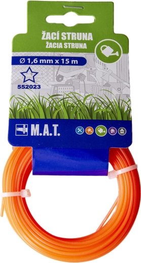 Nylondamíl csillag profilú, 1,6 mm, 15 m, sötét narancssárga