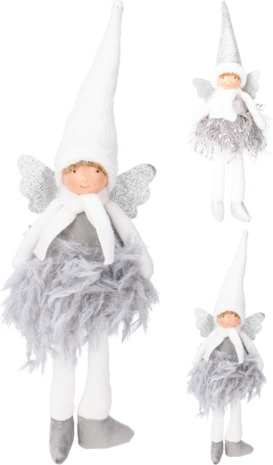 Karácsonyi dekoráció – angyalka 40 cm – fehér és ezüst, vegyes típusok