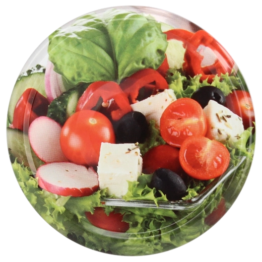 66 mm-es befőttesüveg-tetők zöldséges mintával, 4 füllel