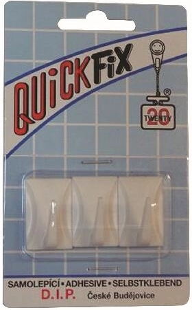 Öntapadó műanyag akasztók, téglalap alakú, fehér (3 db)