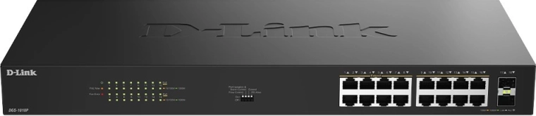 D-Link DGS-1018P gigabites, nem menedzselhető PoE switch