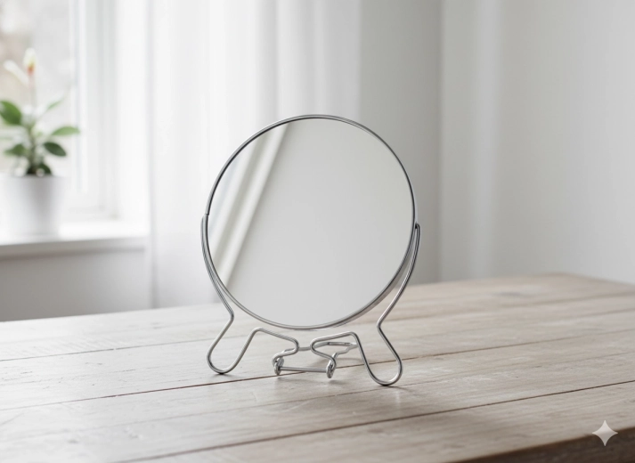 Sminktükör, fekete, kompakt