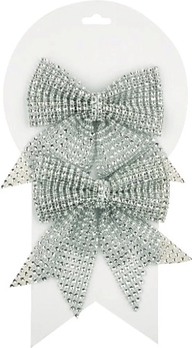 Ezüst karácsonyi masnik díszkövekkel, 12 cm, 2 db