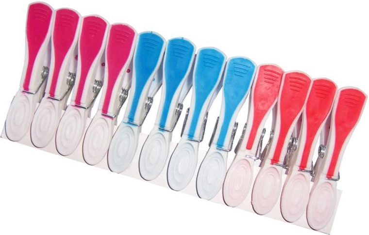 Műanyag csúszásgátló ruhacsipeszek, 12 db