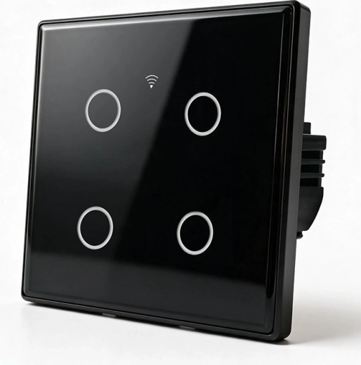 Intelligens érintésvezérlésű Wi‑Fi fali lámpakapcsoló 4 csatornás időzítővel - 1 db