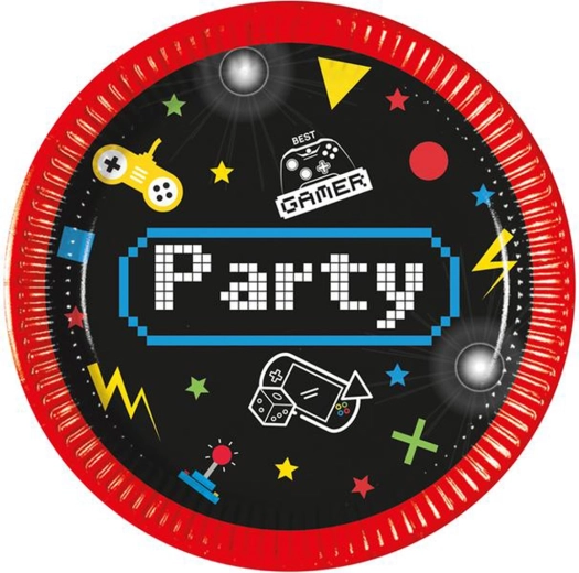 Gamer papírtányérok 20 cm, 8 db