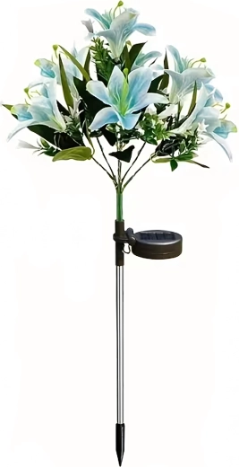 Napelemes liliom alakú kerti lámpa – dekoratív LED virág az ágyásokhoz