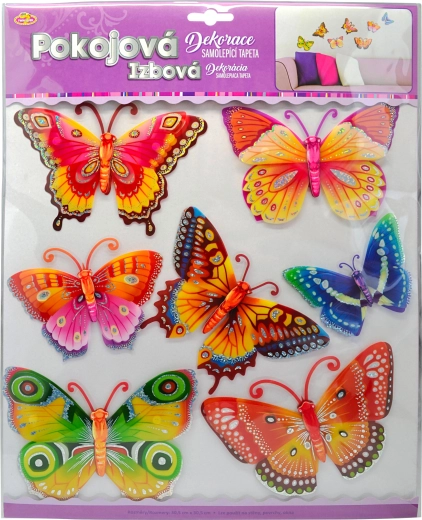 3D hatású pillangós fali matricák, 12 darabos készlet