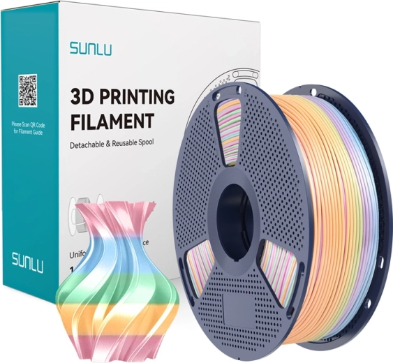 Sunlu PLA+ selyem filament szivárvány 04 1,75 mm 1 kg