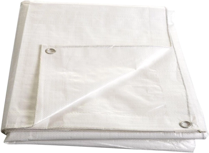 Fehér kasírozott ponyva fém ringlikkel 4 × 5 m, 140 g/m²