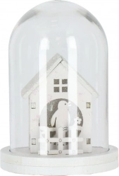 Karácsonyi LED házikó üvegben – fehér