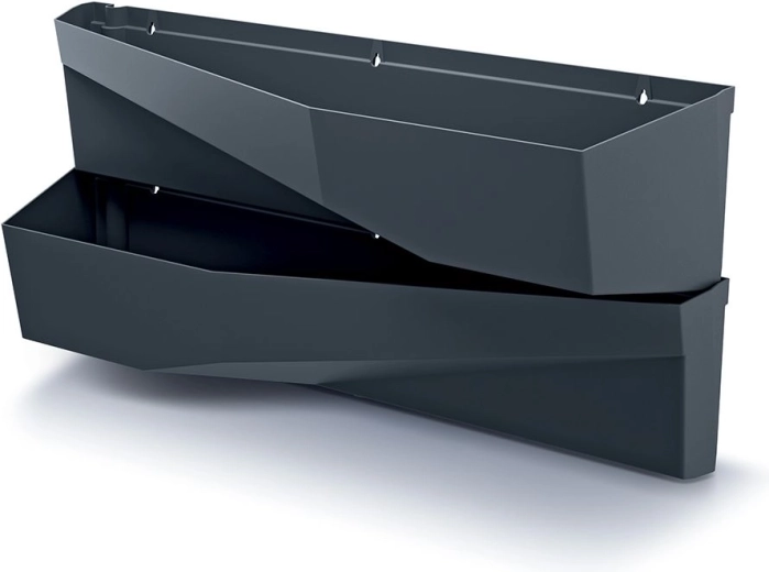 Antracitszürke, falra szerelhető GARDEN LONG WALL vertikális virágtartó szett – 2 db