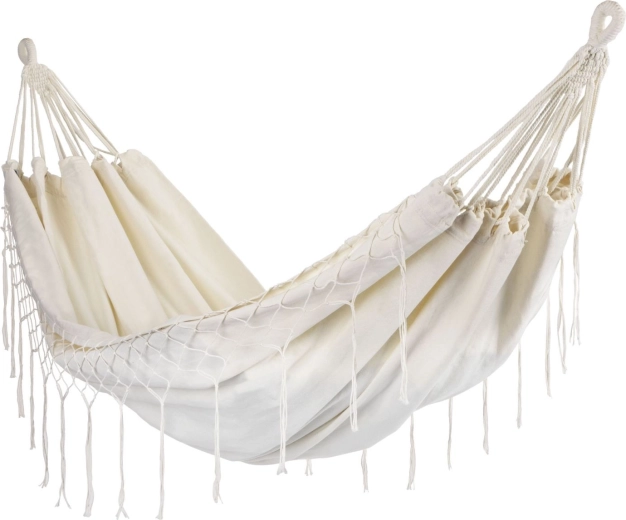 Kétszemélyes kerti függőágy boho, bézs, 200 × 150 cm