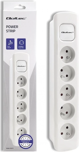 Fehér elektromos elosztó 5 aljzattal