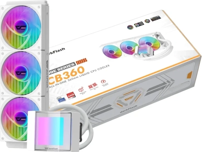 DarkFlash CB360 360 mm-es ARGB fehér AIO processzor-vízhűtő
